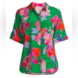 Johnny Was Nadine Floral Silk Shirt XL